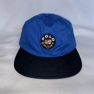 VINTAGE Polo Sport Strap Back Hat Adult Blue One Size 90’s RARE Ralph Lauren NWT